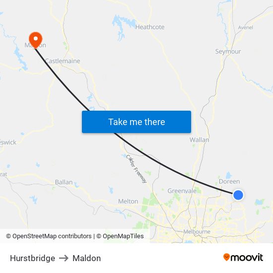 Hurstbridge to Maldon map