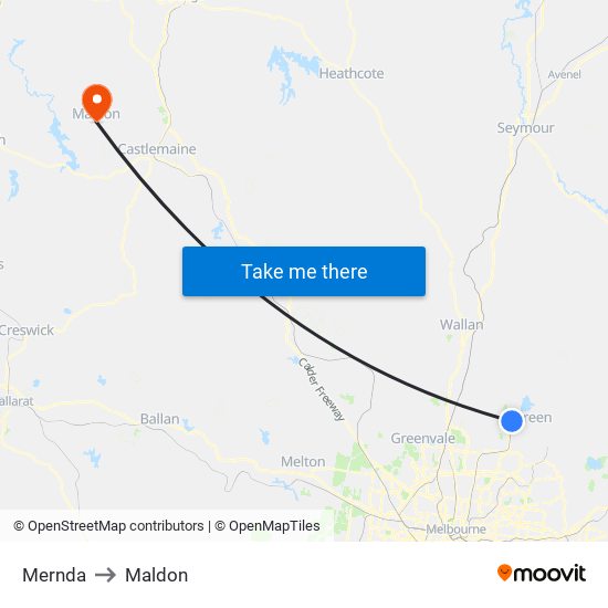 Mernda to Maldon map