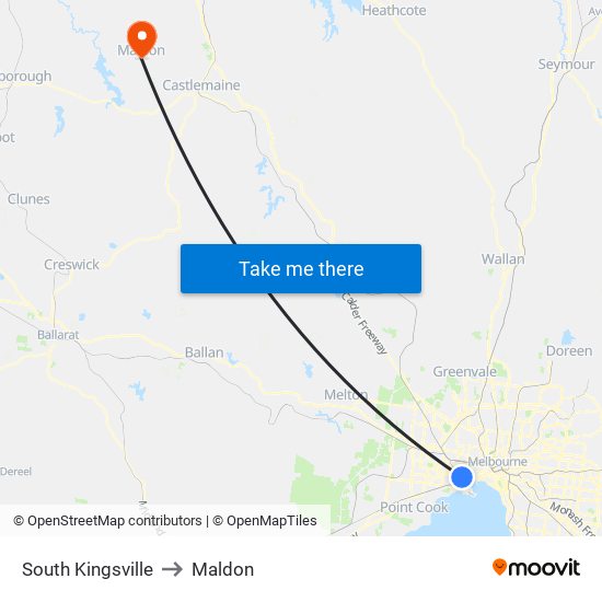 South Kingsville to Maldon map