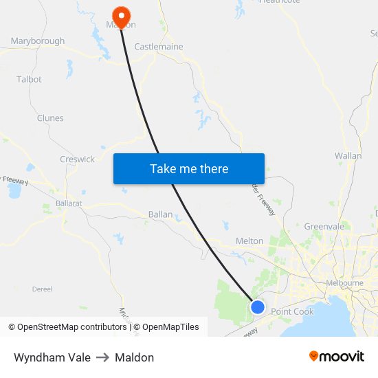 Wyndham Vale to Maldon map