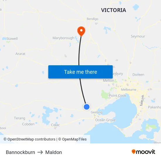 Bannockburn to Maldon map