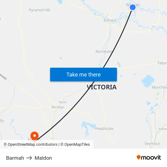 Barmah to Maldon map