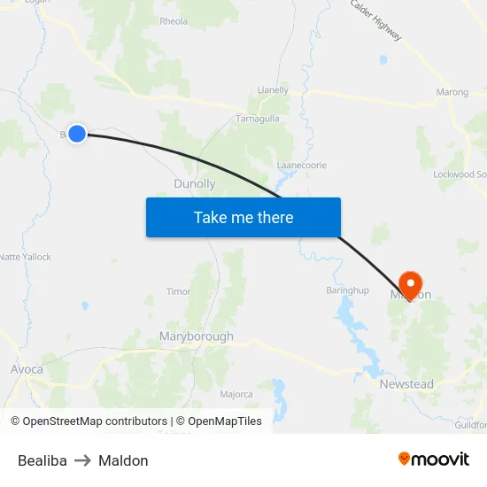 Bealiba to Maldon map