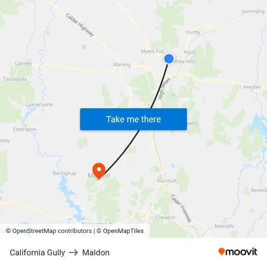 California Gully to Maldon map