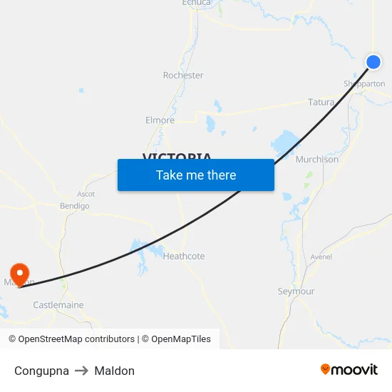 Congupna to Maldon map