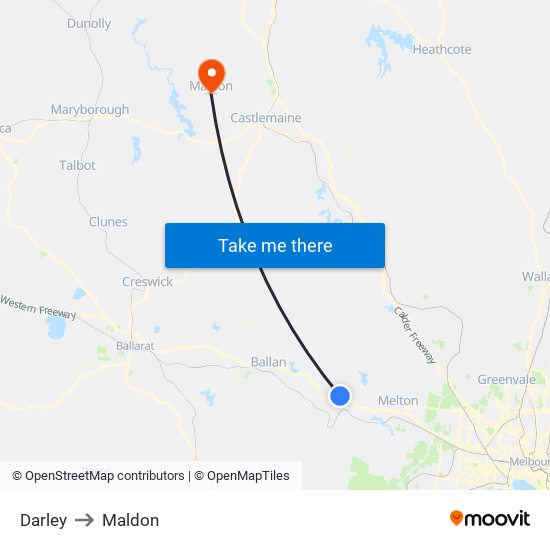Darley to Maldon map