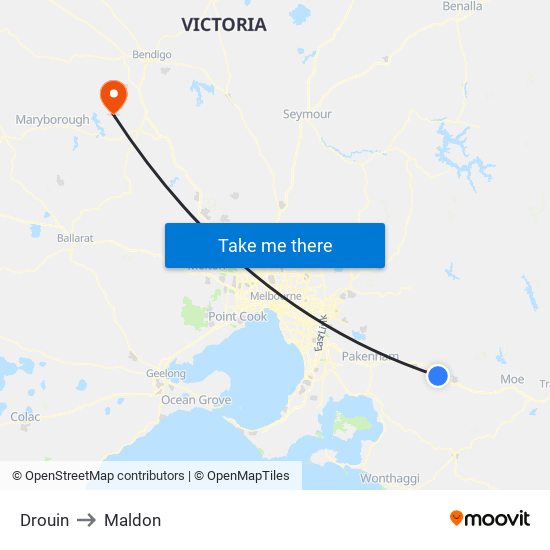 Drouin to Maldon map