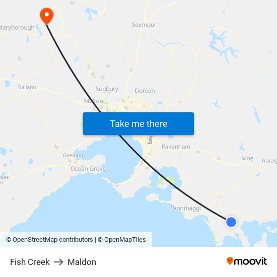 Fish Creek to Maldon map