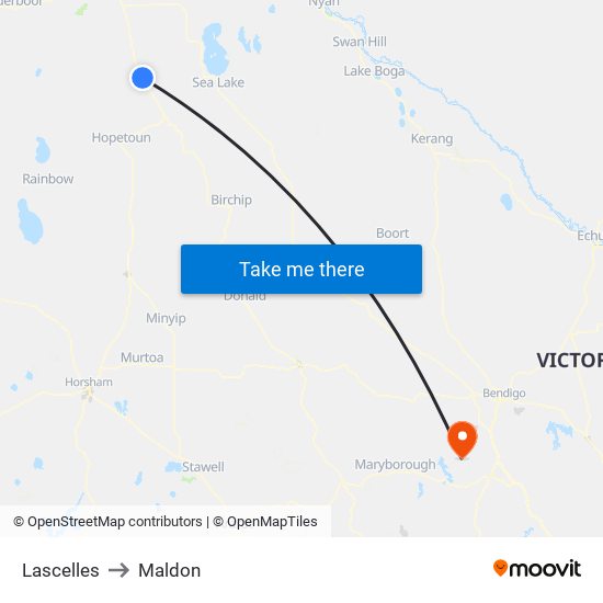 Lascelles to Maldon map