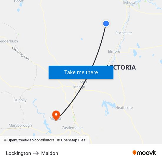 Lockington to Maldon map