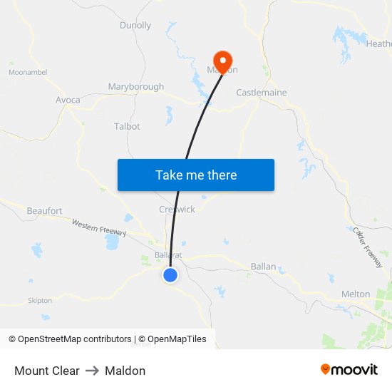 Mount Clear to Maldon map