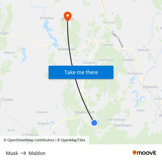 Musk to Maldon map