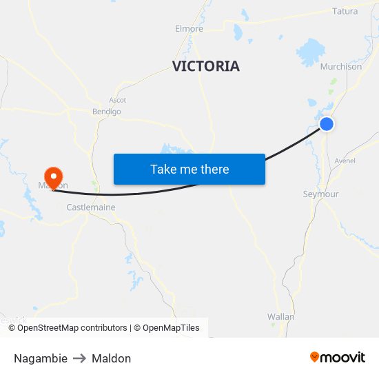 Nagambie to Maldon map