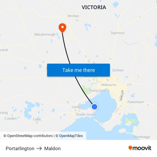 Portarlington to Maldon map