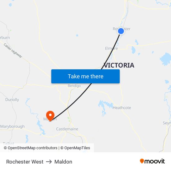 Rochester West to Maldon map