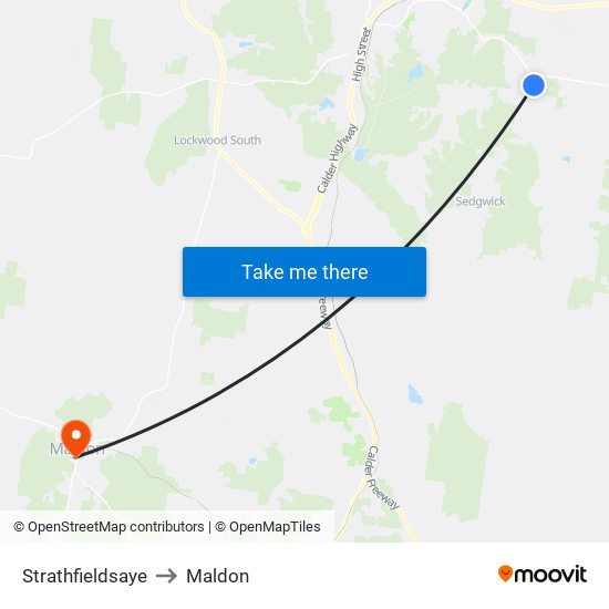 Strathfieldsaye to Maldon map