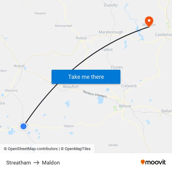 Streatham to Maldon map