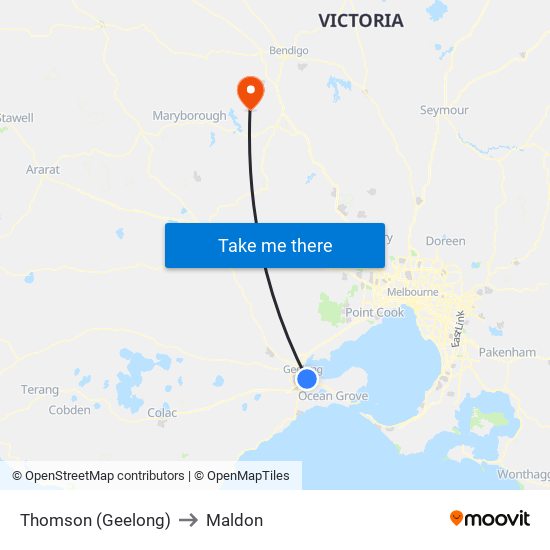 Thomson (Geelong) to Maldon map