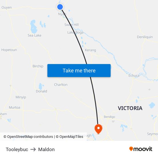 Tooleybuc to Maldon map