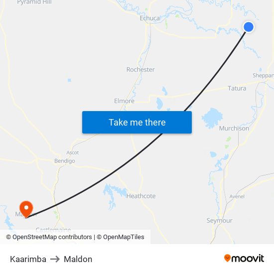 Kaarimba to Maldon map