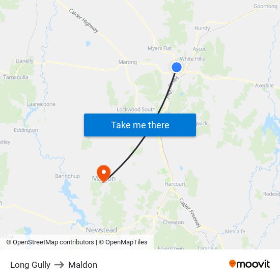 Long Gully to Maldon map