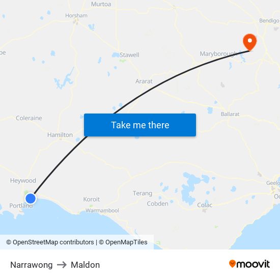 Narrawong to Maldon map