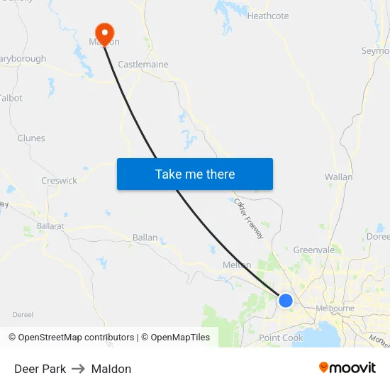 Deer Park to Maldon map