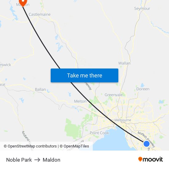 Noble Park to Maldon map