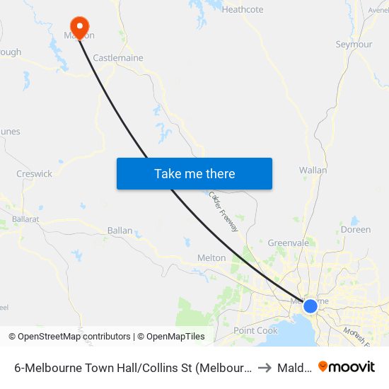 6-Melbourne Town Hall/Collins St (Melbourne City) to Maldon map
