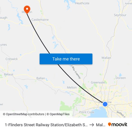 1-Flinders Street Railway Station/Elizabeth St (Melbourne City) to Maldon map