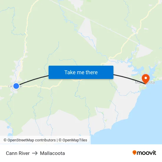 Cann River to Mallacoota map