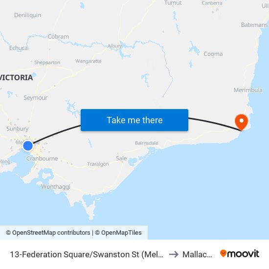 13-Federation Square/Swanston St (Melbourne City) to Mallacoota map