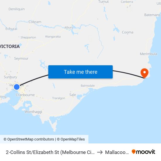 2-Collins St/Elizabeth St (Melbourne City) to Mallacoota map