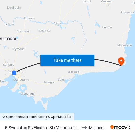 5-Swanston St/Flinders St (Melbourne City) to Mallacoota map