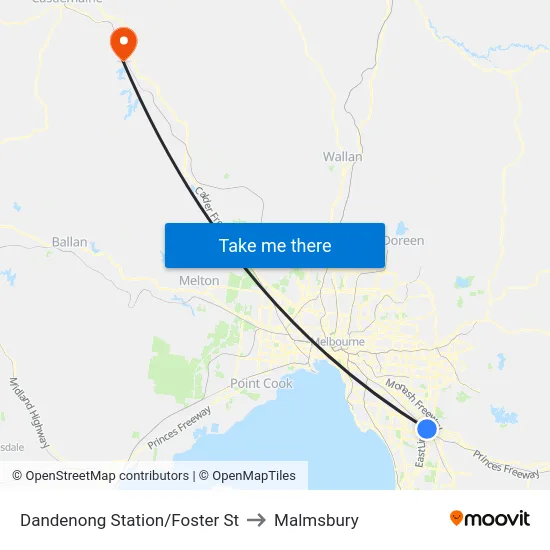 Dandenong Station/Foster St to Malmsbury map