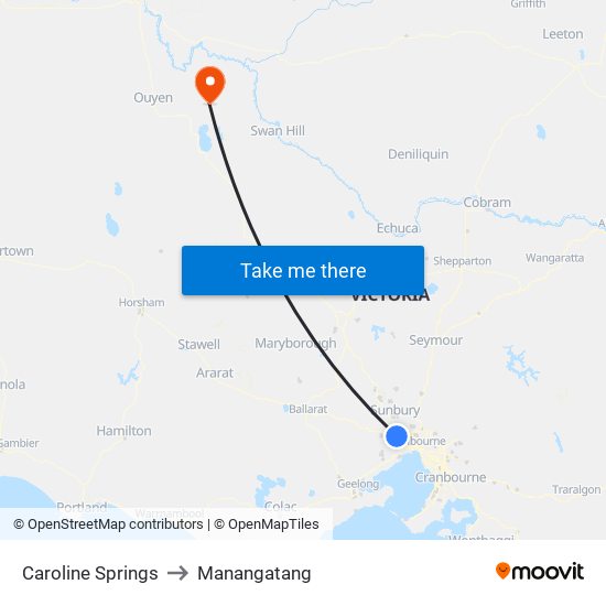 Caroline Springs to Manangatang map