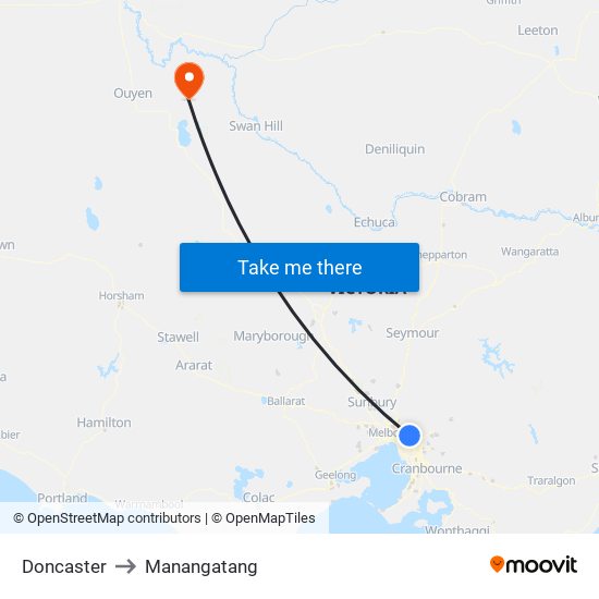 Doncaster to Manangatang map