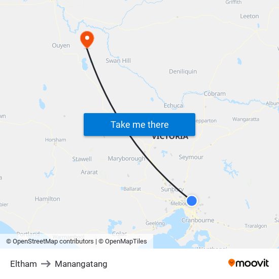 Eltham to Manangatang map