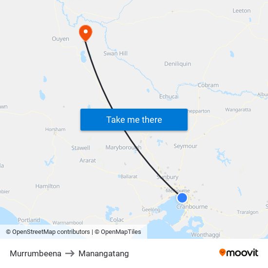 Murrumbeena to Manangatang map