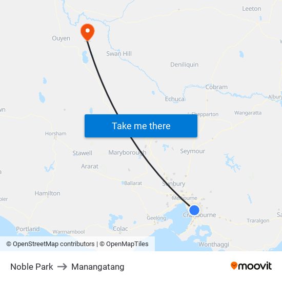 Noble Park to Manangatang map