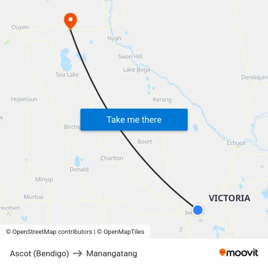 Ascot (Bendigo) to Manangatang map