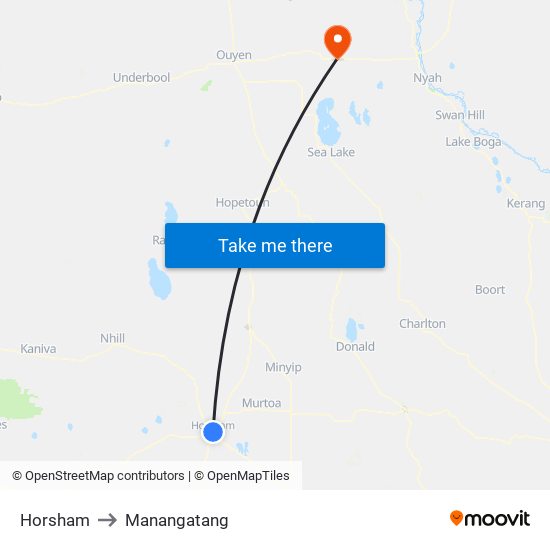 Horsham to Manangatang map