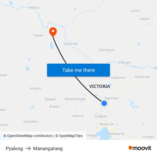 Pyalong to Manangatang map