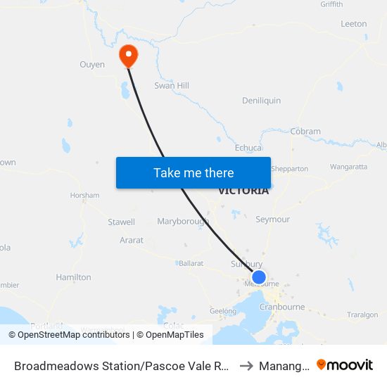 Broadmeadows Station/Pascoe Vale Rd (Broadmeadows) to Manangatang map