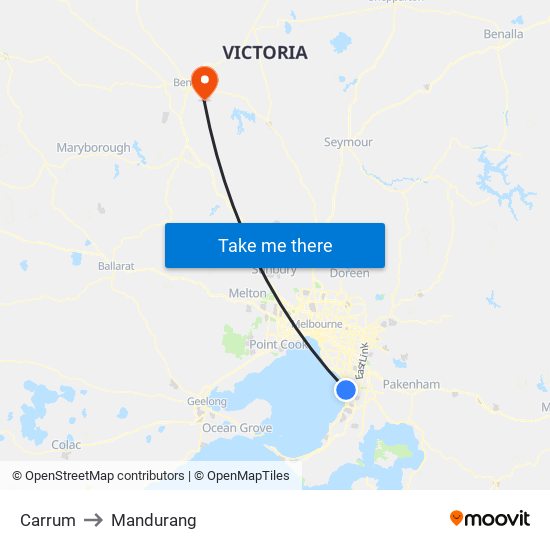 Carrum to Mandurang map