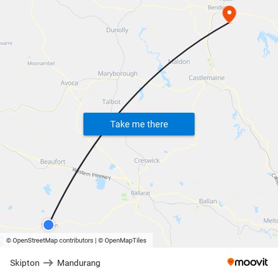 Skipton to Mandurang map