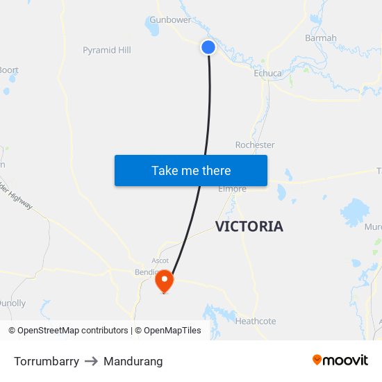 Torrumbarry to Mandurang map