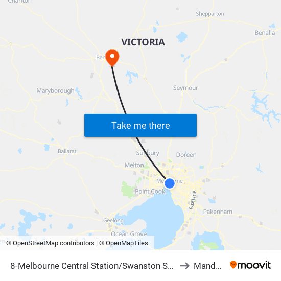 8-Melbourne Central Station/Swanston St (Melbourne City) to Mandurang map