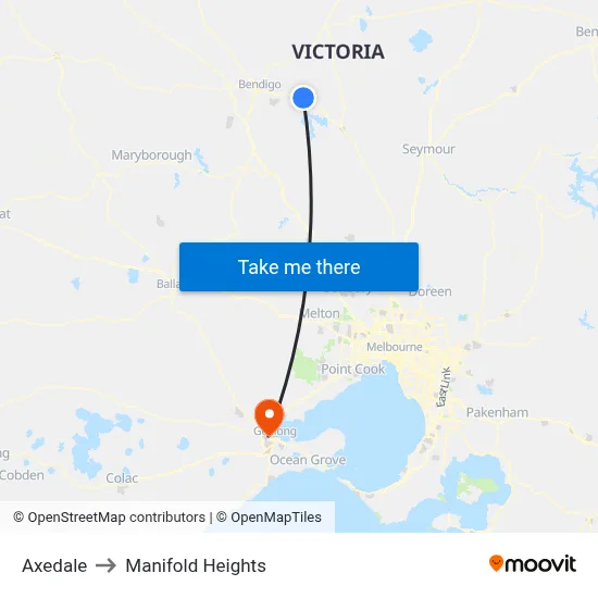 Axedale to Manifold Heights map
