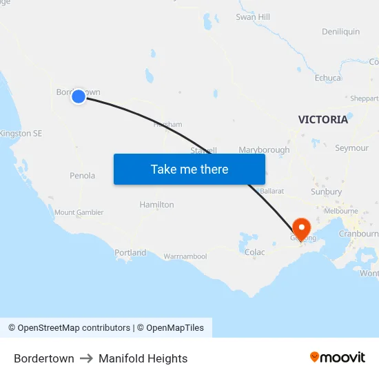 Bordertown to Manifold Heights map
